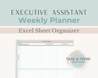 Excel Weekly Planner Template: Executive Assistant Organizer (Digital Download)