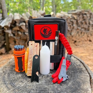 Compact Fire Starting Kit: Ferro Rod, Fatwood, Bellows - Survival Gear