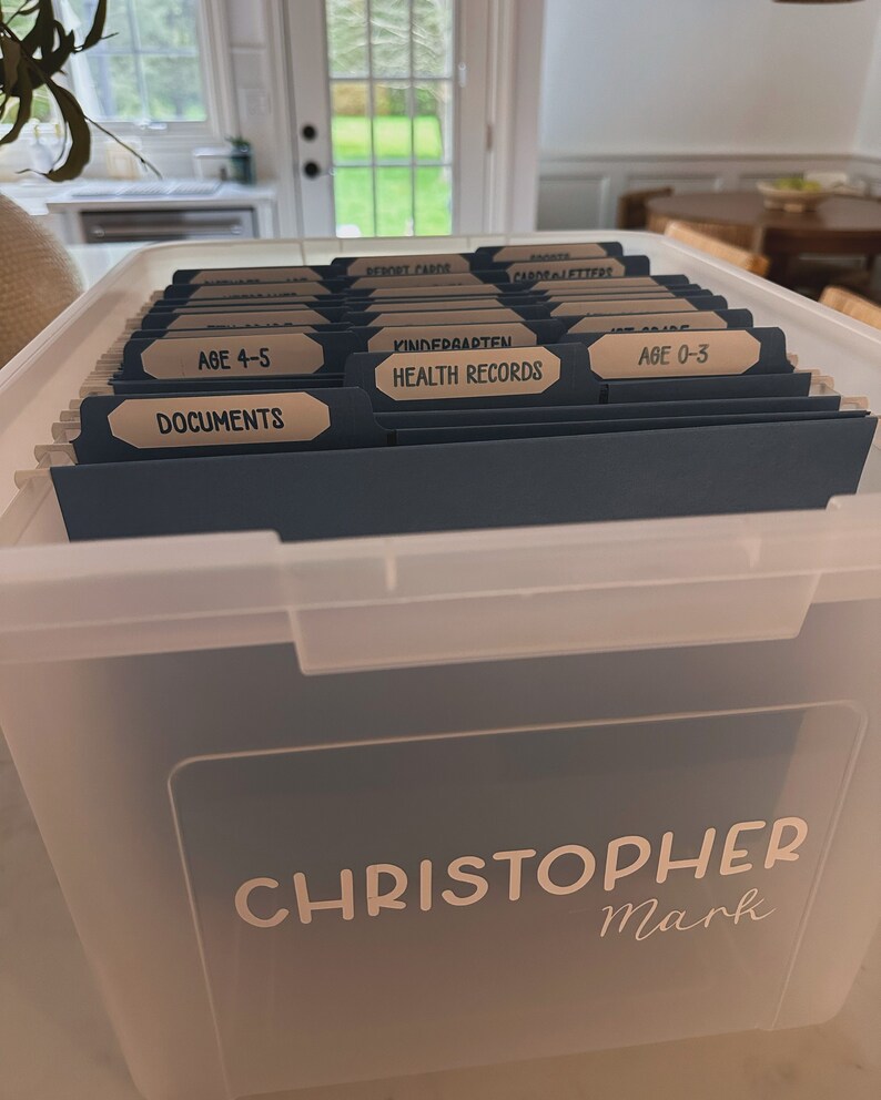 Children File Box Label Baby Milestone File Box Labels & Name Decal ONLY - Etsy