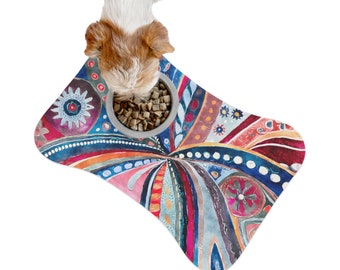 Aztec Water color Pet Feeding Mats- Dog food and water mats- Aesthetic pet feeding mats- Cat feeding mats