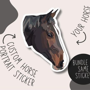 Hand-Drawn Custom Horse Portrait Personalised Sticker: Personalised Equestrian Gift Bundle