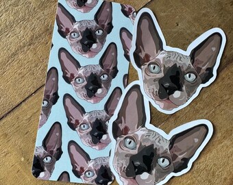 Ensemble de marque-pages et d'autocollants portrait d'animal de compagnie personnalisé – Cadeau personnalisé pour amoureux des animaux de compagnie