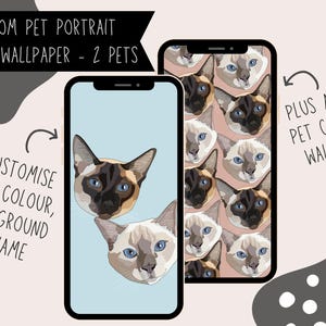 Custom Pet Portrait Phone Wallpaper: Two Pets (Digital Download)