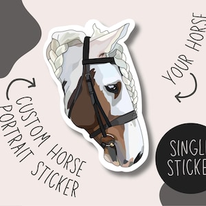 Personalisierter Pferdeportrait Aufkleber | Personalisierter Pferdeaufkleber | Geschenk für Pferdeliebhaber | Pferdeportrait | Individuelle Sticker