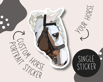 Sticker portrait de cheval personnalisé - Cadeau équestre personnalisé