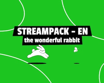 Twitch Overlay Pack, Green Purple & Black Animated Stream Package, Gaming Overlay, Cuts Rabbit Bunny OBS Scenes