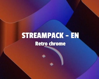 Twitch Overlay Pack, Chrome Animated Stream Package, Gaming Overlay, Retro aesthetic OBS Scenes