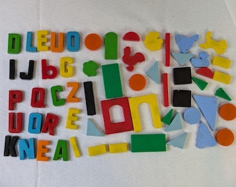 50+ Vintage Alphabet Letters & Farm Figures Refrigerator Fridge Magnets