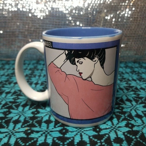 Rare Vintage PATRICK NAGEL Coffee Mug Figi Graphics 1993