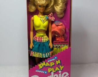 Vintage 90&#39;s Snap N Play Barbie Mattel Fashion Magic New In Box Orig Price Tag