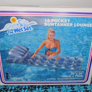 Vintage 1985 The Wet Set Inflatable 18 Pocket Suntanner Lounge Pool Raft Intex