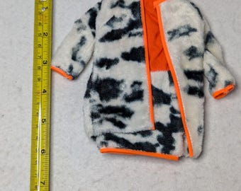 Vintage Barbie Doll Mod Plush Pony #1873 Outfit Set Cow Print Orange Dress Coat