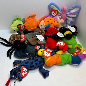 Upcycled 90s Y2K Vintage Teenie Beanie Baby Plush Toy Bag Charm Keychain Ornament Purse Accessory