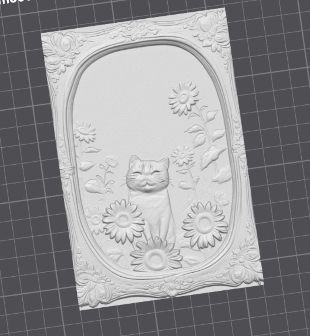 Cat.gcode 3D Cat Floral Relief Art – Ornate Frame Print File (gcode +3MF ...
