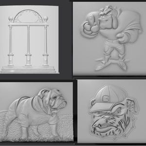 3D Print File Bundle for UGA University of Georgia Fan - 4 Printable STL GCODE and 3MF Files GoDawgs