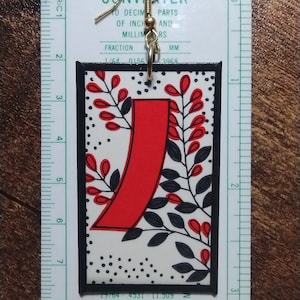 Red Tanzaku (Bush Clover) Hanafuda Earring (1) ~ Real Hanafuda Cards, Water-resistant, Demon Slayer Inspiration, Gold-Plated Brass Hook