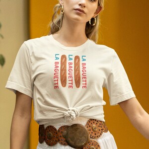 Baguette, Baguette tshirt, La Baquette Graphic tshirt with writing and 2 pictures of baguettes