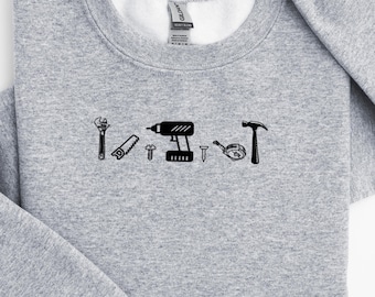 Embroidered Carpenter Woodworking Tools Sweatshirt, Woodworking Hoodie, Carpenter T-shirts, Carpenter Gifts for Men, Carpenter Hoodie