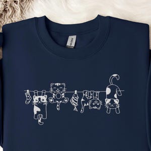 Embroidered Cat Sweatshirt Gift For Cat Lover Lovers Sweater Embroidered Sweatshirt Embroidered Crewneck Cat Mom Sweater Christmas Sweater