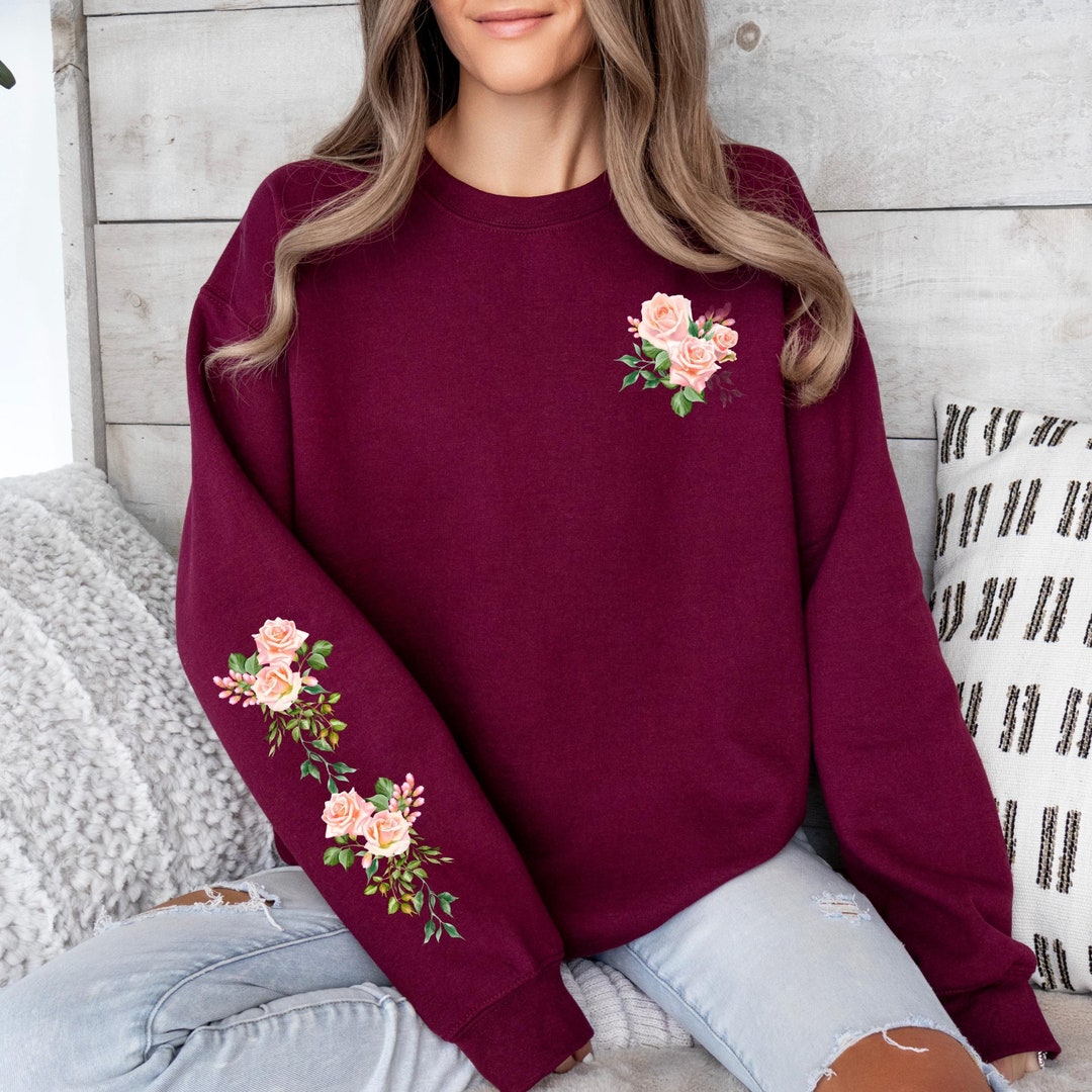 WOMENS ’ROSE’ PRINT CROP SWEATSHIRT