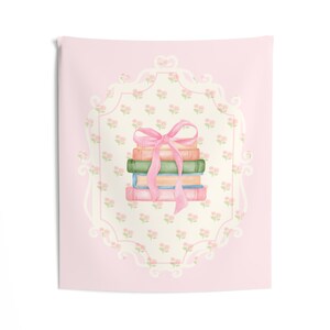 Arazzo Coquette, Arte murale Coquette, Decorazione per la stanza Coquette, Striscione da parete Coquette, Arazzo con rose rosa, Arazzo con fiocco rosa, Arazzo grande