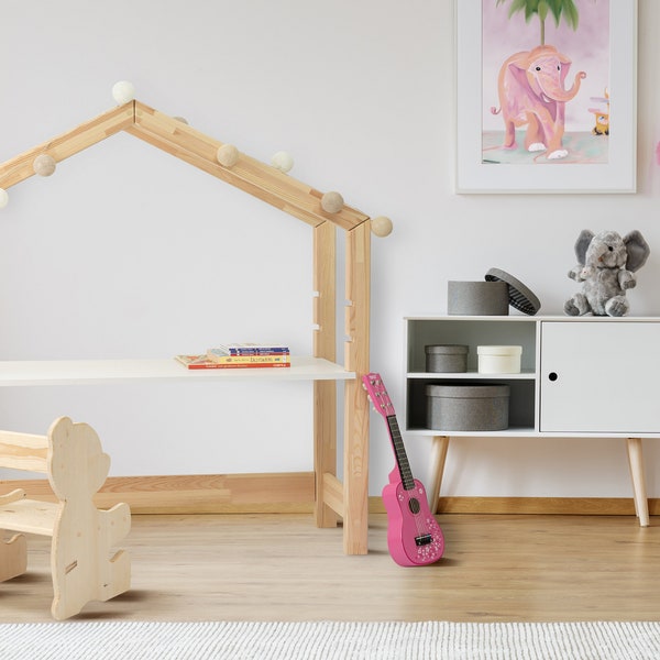 Holzschreibtisch Cottage Kinderschreibtisch Holztisch Montessori Kindermöbel Kinderkiefernholz Kleinkindertisch für Kinder