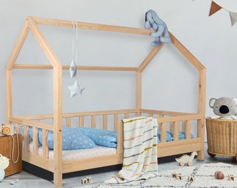 house bed, children's bed, montessori house, toddler furniture, kid play room, Hausbett, Kinderbett aus Holz,