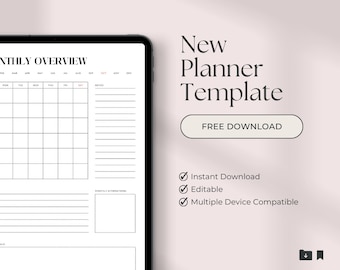 Planejador de visão geral mensal, layouts semanais e mensais, planejador de produtividade, planejador de metas, presente de planejador