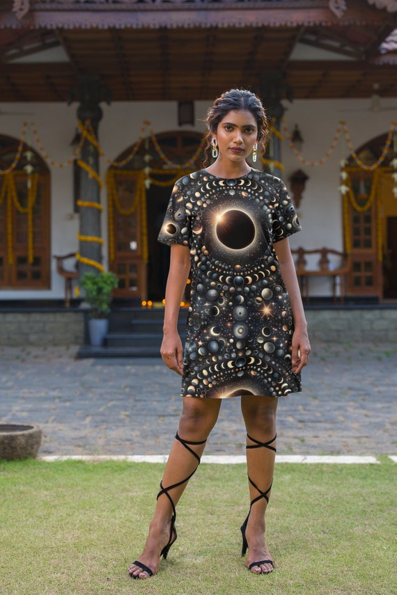 Total Solar Eclipse T Shirt Dress 2024 Celestial Wonder Graphic Tee Dress Design Vintage Festival Gear EDM Music Etsy Canada