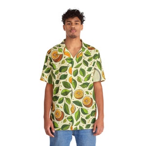 Men's Hawaiian Shirt Orange Grove Bounty Delight Sunny Skies Summer Fun Gift for Him