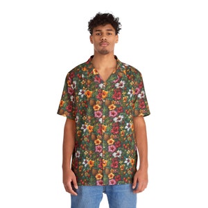 Aloha Spirit: Exotic Flower Print Hawaiian Shirt Delight Sunny Skies Gift for Him