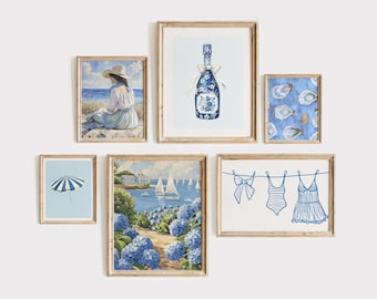 Coastal Granddaughter Gallery Set of 6 PRINTABLE ART Beachy Wall Art Coastal Cowgirl Aesthetic Coquette Room Decor Digital Download Posters