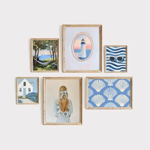 Coastal Blue Wall Art Gallery Set: Beachy Nautical Prints (Digital Download)