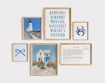 Coastal Granddaughter Gallery Set of 6 PRINTABLE ART Beachy Wall Art Coastal Cowgirl Aesthetic Coquette Room Decor Digital Download Posters
