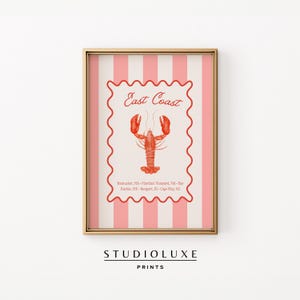Nantucket Print, East Coast Prints, Coastal Wall Art, Coastal Granddaughter Aesthetic, Printable Art, Lobster Print, Trendy Kitchen Decor