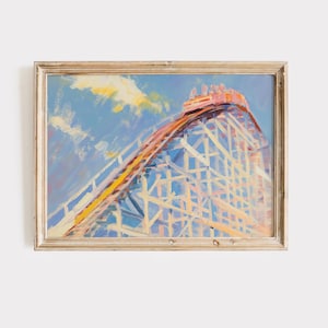 Pintura de montanha-russa: arte colorida de parque temático (download digital)