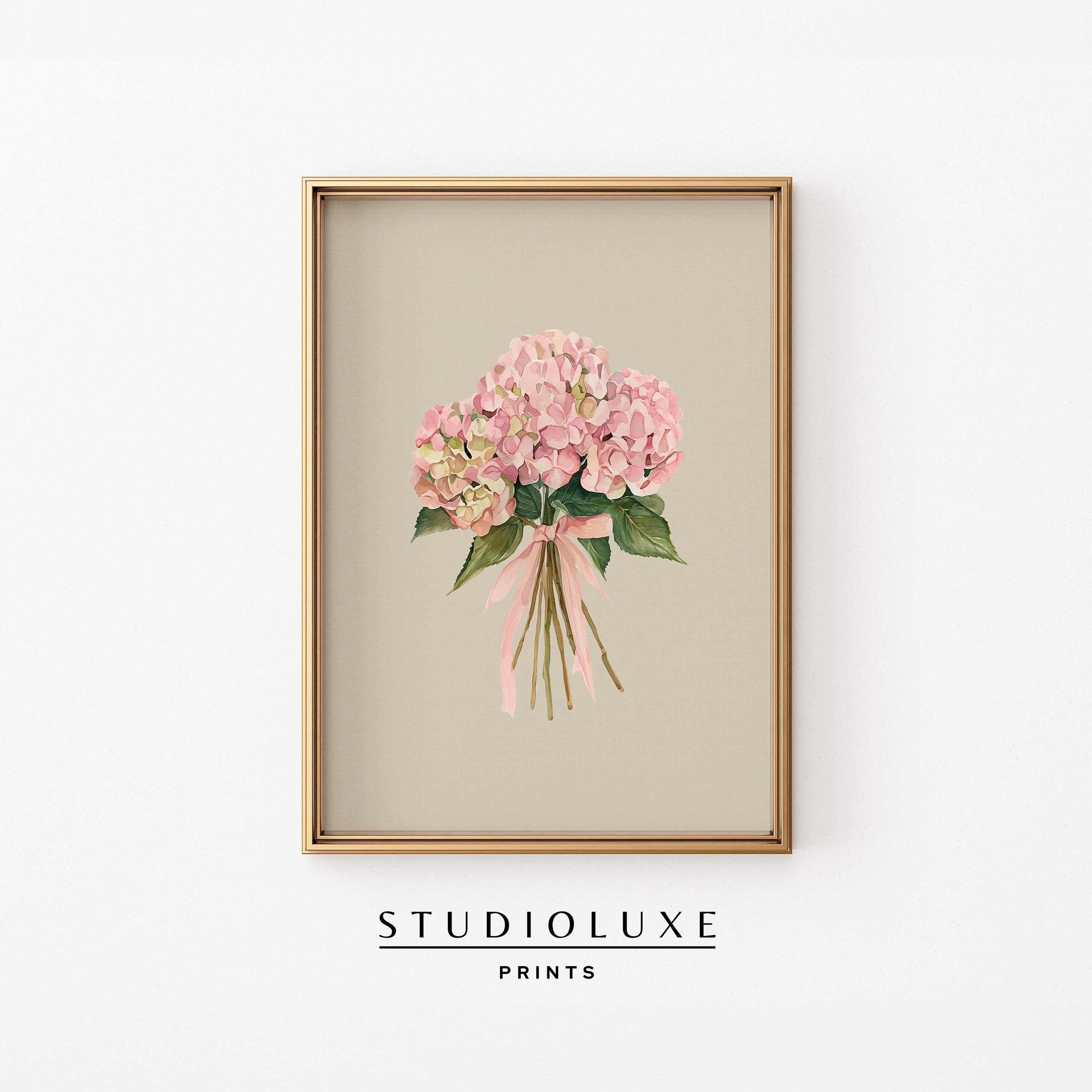 Rosa Hortensien Gemälde | Küsten-Enkelin Drucke | Küche Dekor DRUCKBARE KUNST | Trendy Wohnheim Wohnung Dekor | Florale Drucke