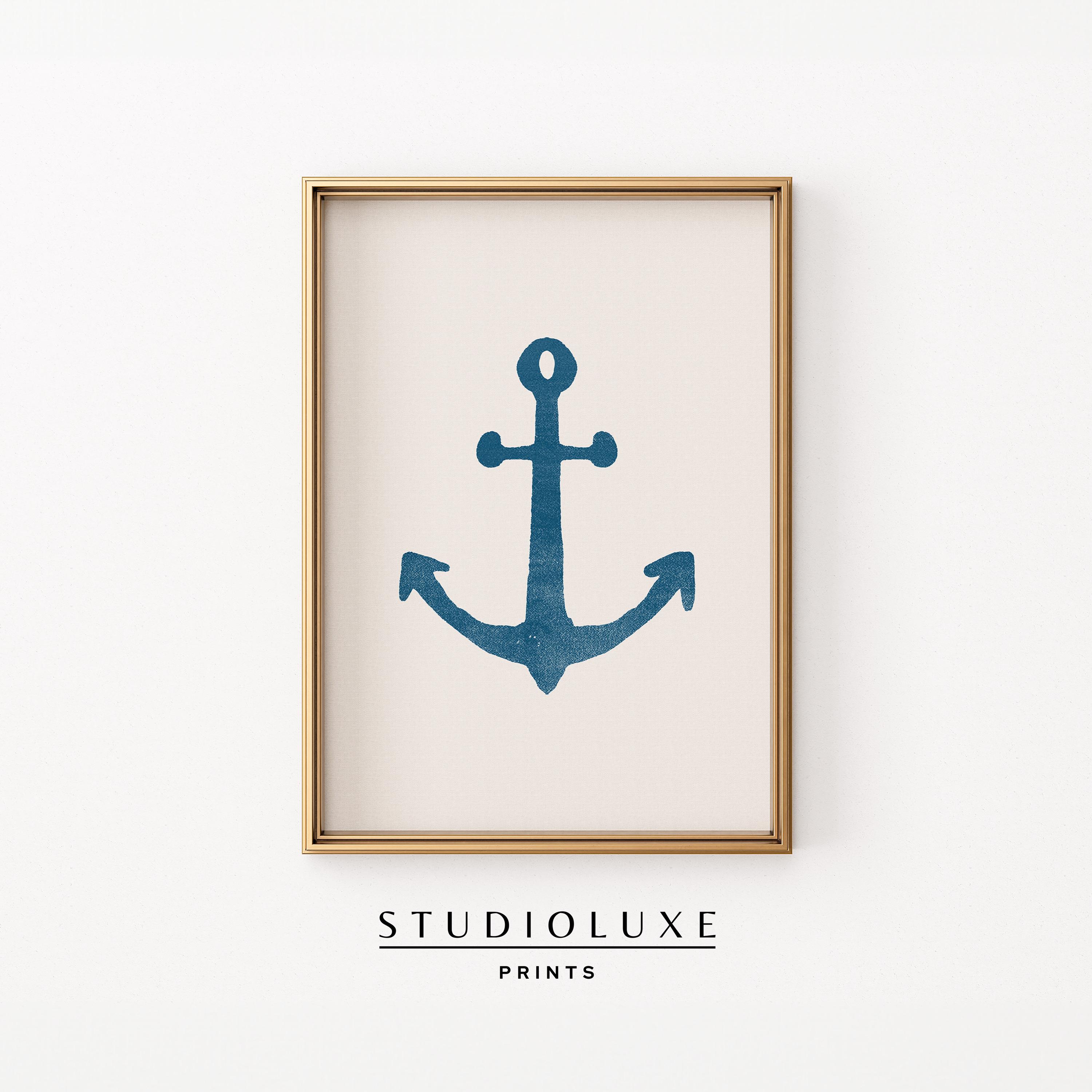 Blue Anchor Coastal Print: Trendy Nautical Wall Art (digital Download ...