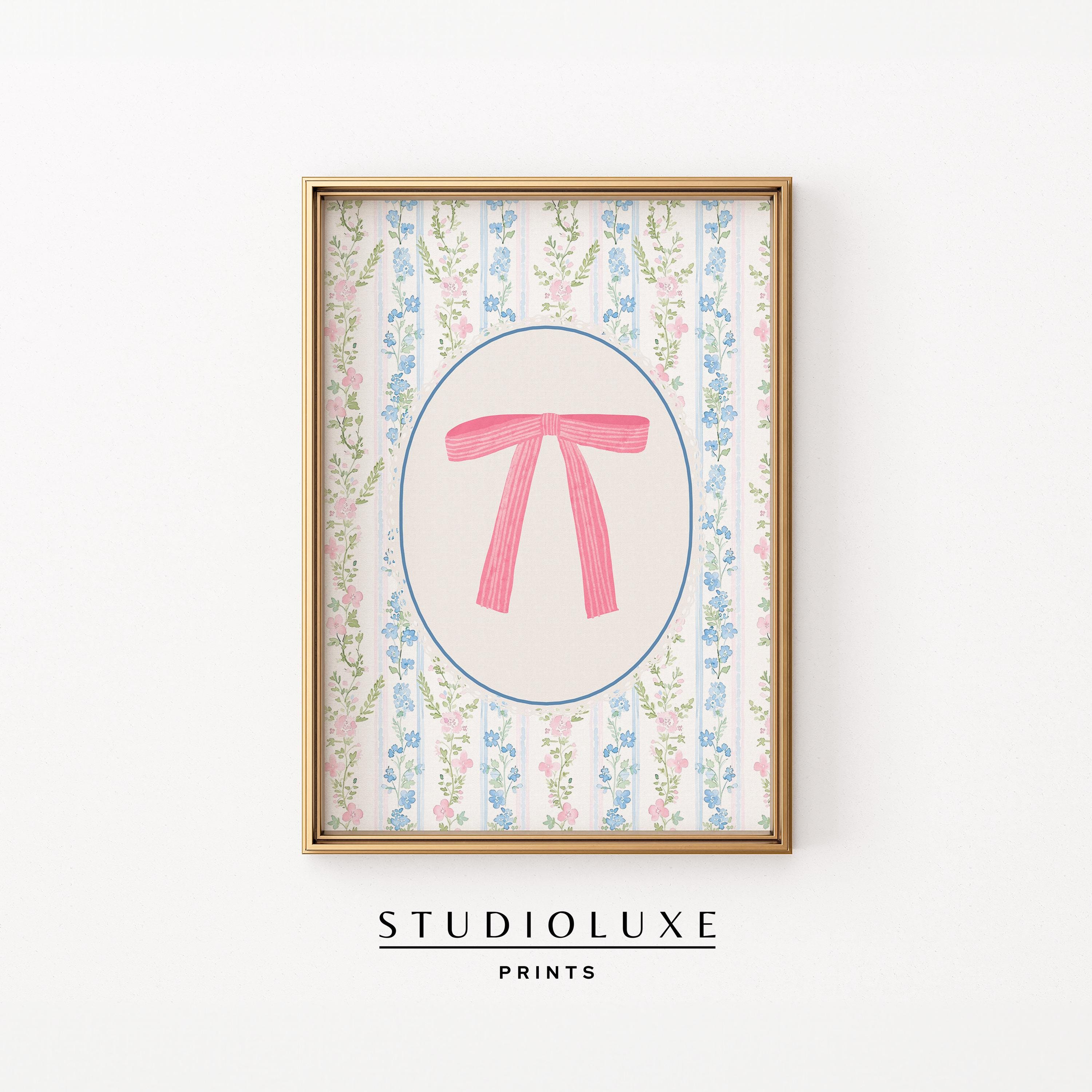 Pink Bow Floral Wallpaper Art: Coquette Cottagecore Decor (digital ...