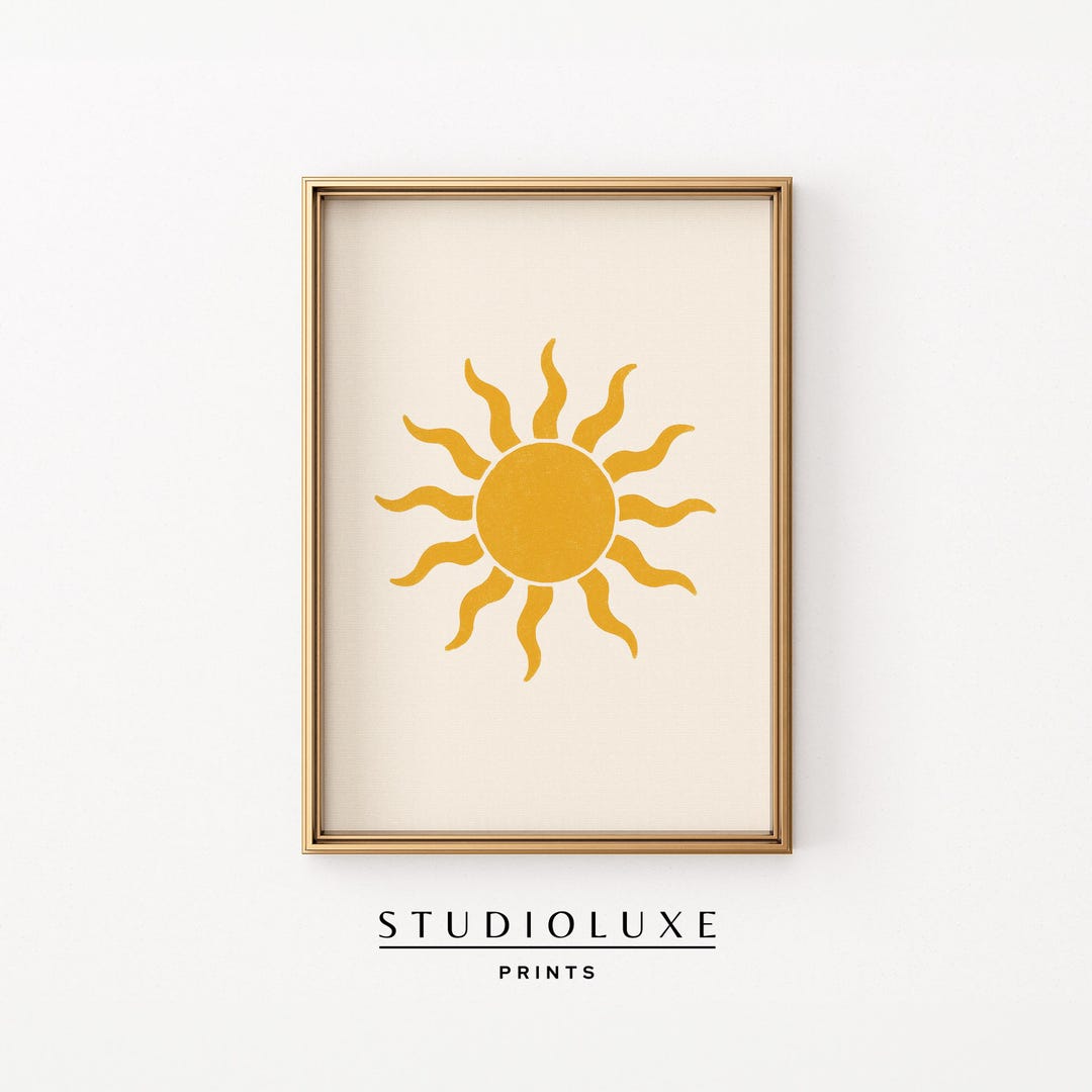 Golden Sun Printable Wall Art | Minimalist Sunshine Print | Warm Boho ...