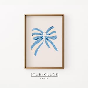 Blue Coquette Bow | Coastal Granddaughter Wall Art | Colorful Trendy Apartment Decor | Blue Wall Decor | PRINTABLE ART | Beachy Art