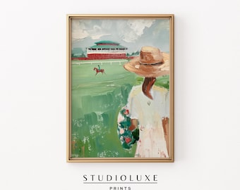 Horse Derby Wall Art, Kentucky Derby Decor, Equestrian Printable Art, SportsCore Painting, Horse Racing Print, Spring Polo Match Poster