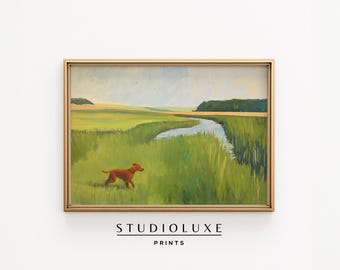 Irish Red Setter Marsh Print: Vintage Jagdhund Wandkunst (Digitaler Download)
