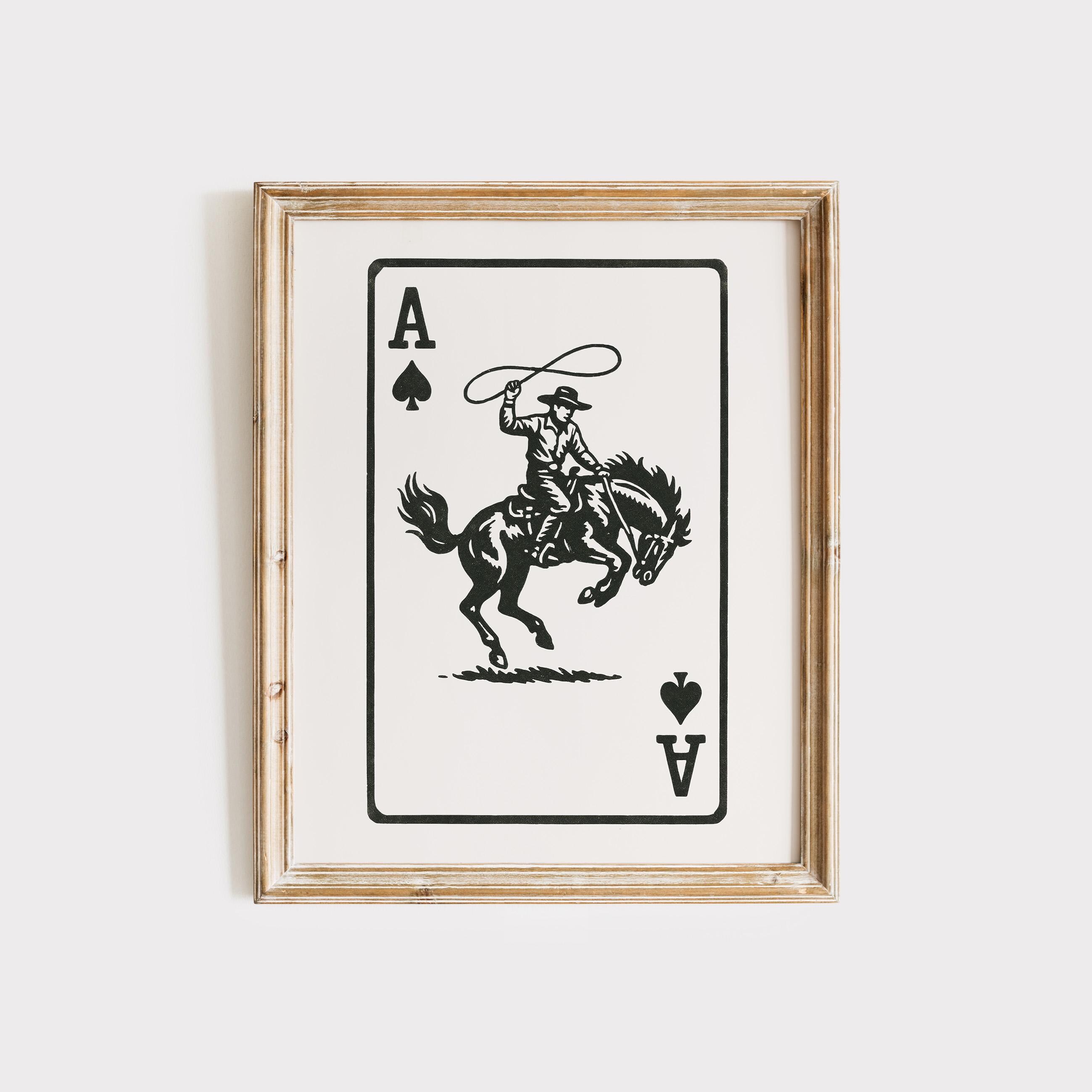 Ace of Spades Cowboy Print: Vintage Western Rodeo Art (digital