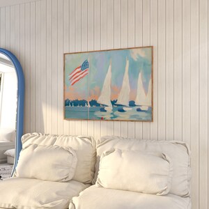 4th of July Coastal Wall Art Printable | Nautical American Flag Decor ...