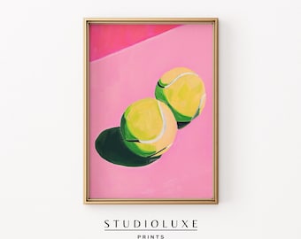 Tennis Ball Painting, SportsCore Wall Art, Trendy Apartment Decor, PRINTABLE ART, Colorful Gallery Wall Set, Maximalist Wall Art