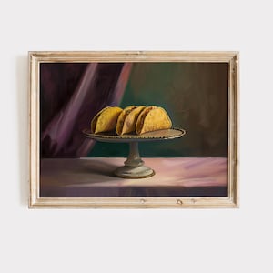 Tacos Still Life Painting, Kitchen Wall Art Food Prints, Trendy Apartment Decor, PRINTABLE Art, Digital Download, Funny Prints, Mexican Food