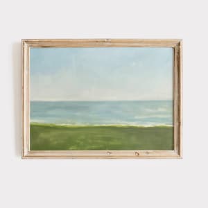 Vintage Coastal Landscape Painting, Coastal Wall Art, Printable Wall Art, Trendy Apartment Decor, Housewarming Gift, Ocean Painting