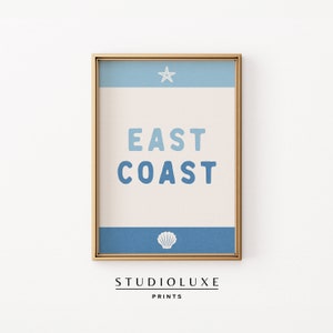 Ostküste Poster | Beachy Wandkunst | Blau Wand Kunst | DRUCKBARE KUNST | Küsten-Enkelin Drucke | Minimalistisches Poster | Strand Drucke