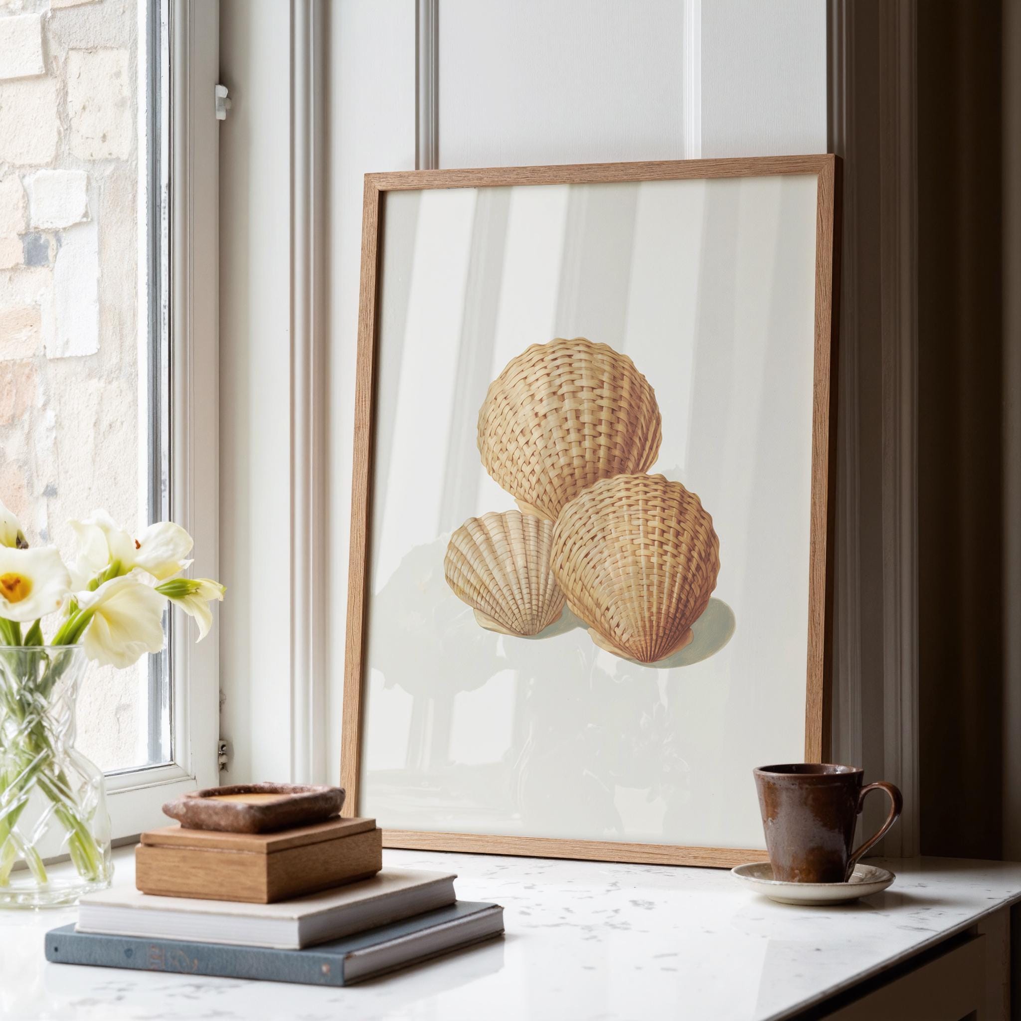 Decorative Rattan Shell Woven Rattan Shells Printable Wall Art - Coastal Boho Decor for Living ...
